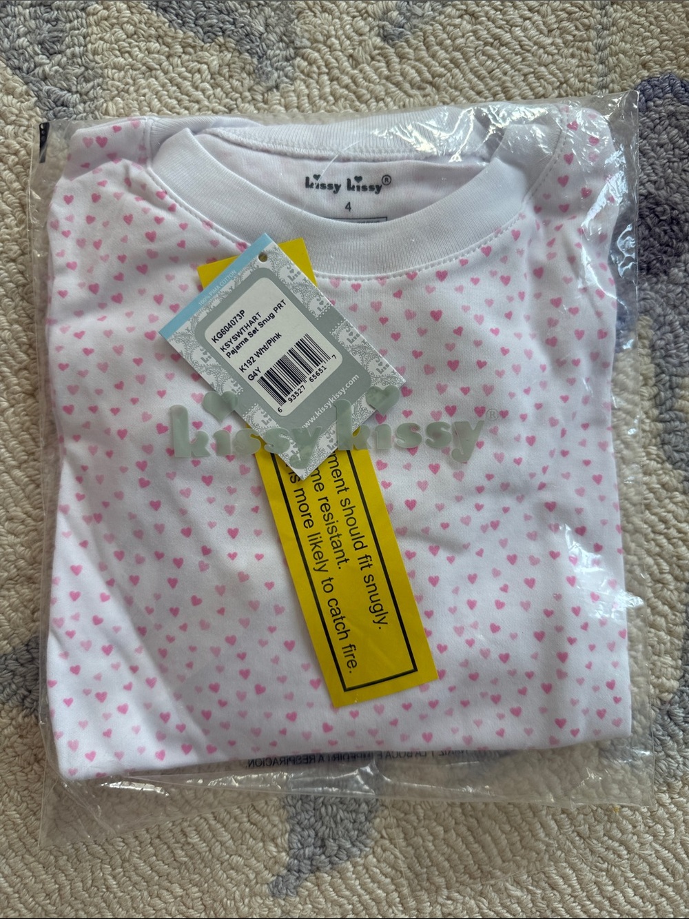 Kissy Kissy Pink Heart Kids Pajama Set